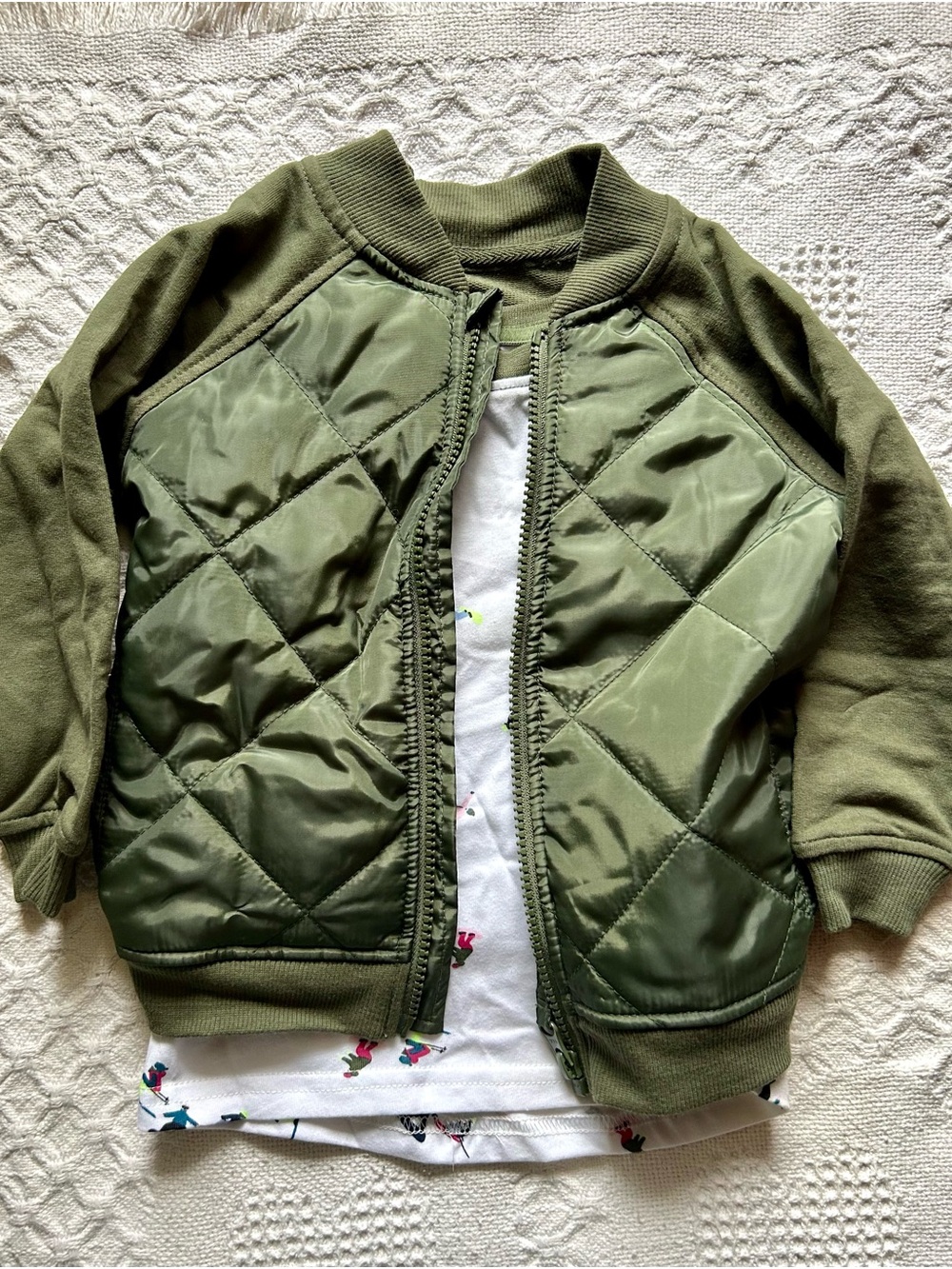 Wonder Nation Toddler Boy 2-Piece Quilted Bomber Jacket & Shirt Set NWOT Size 2T